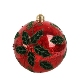 Hộp quả châu thủy tinh Classic 3 quả họa tiết lá vẽ tay 8CM 3T