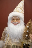 Ông già Noel Royal 80cm - Vàng trắng gold ôm cây thông