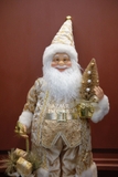 Ông già Noel Royal 80cm - Vàng trắng gold ôm cây thông