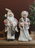 ,Ông già Noel 60cm - Áo choàng lông hồng xám Nordic (Kích thước từ chân đến chóp nón)