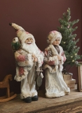 ,Ông già Noel 60cm - Áo choàng lông hồng xám Nordic (Kích thước từ chân đến chóp nón)