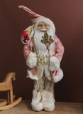 ,Ông già Noel 60cm - Áo choàng lông hồng vàng Luxury (Kích thước từ chân đến chóp nón)