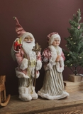 ,Ông già Noel 60cm - Áo choàng lông hồng vàng Luxury (Kích thước từ chân đến chóp nón)