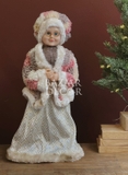 ,Ông già Noel 60cm - Áo choàng lông hồng xám Nordic (Kích thước từ chân đến chóp nón)