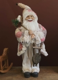 ,Ông già Noel 60cm - Áo choàng lông hồng xám Nordic (Kích thước từ chân đến chóp nón)