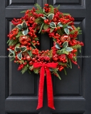 Vòng nguyệt quế 55cm Holly & Berries