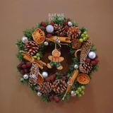 Vòng nguyệt quế 30cm Orange Forest - tặng kèm dây đèn ngôi sao