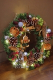 Vòng nguyệt quế 30cm Orange Forest - tặng kèm dây đèn ngôi sao
