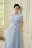 Đầm xòe cổ biến kiểu tay ngắn