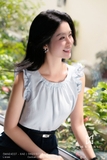 Áo sơ mi suông cổ chun không tay