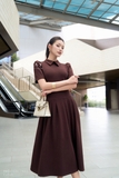 Đầm kiểu trên ôm dưới xòe khóa sau dài qua bắp