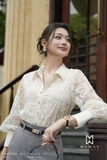 Áo sơ mi suông vừa cổ Đức tay dài