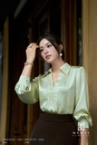 Áo sơ mi suông vừa cổ Đức biến kiểu