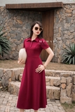 Đầm xòe cổ Đức ngắn tay khuy kim loại