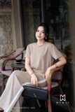 Áo kiểu cổ tròn bo gấu dài ngang hông
