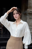 Áo sơ mi suông cổ Đức dài tay