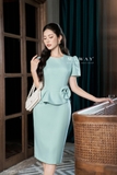 Outlet | Đầm ôm cổ tròn dáng peplum đính hoa eo