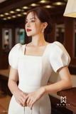 Đầm ôm tay bồng cổ vuông Lady in white