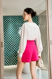 (2 màu) Quần short cạp cao ống rộng Houndstooth