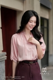 Áo sơ mi cổ tàu tay lỡ dài chùm mông