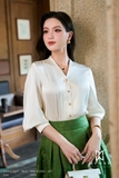 Chân váy xòe ly dài qua bắp