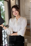 Áo sơ mi tay dài cổ biến kiểu dài ngang hông