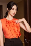 Áo kiểu không tay bèo nhún Orange