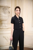 (3 màu) Quần suông ống rộng cạp cao Elegant