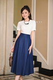 Chân váy xòe midi Denim Chambray