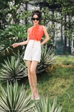 Áo kiểu không tay bèo nhún Orange