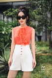 Áo kiểu không tay bèo nhún Orange