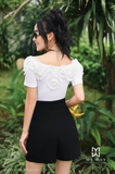Quần short cạp cao basic khóa sau cá tính