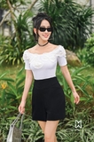 Quần short cạp cao basic khóa sau cá tính
