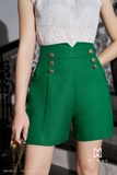 (2 màu) Quần short cạp cao đính 3 cúc