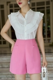 Quần short cạp cao basic khóa sau cá tính