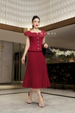 (2 màu) Áo vest cổ tim dáng Peplum