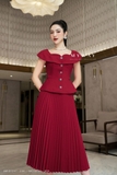 (2 màu) Áo vest cổ tim dáng Peplum