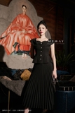 (2 màu) Áo vest cổ tim dáng Peplum