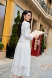 Chân váy xòe xếp ly phối ren