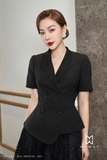 Chân váy xòe dập ly ren lưới