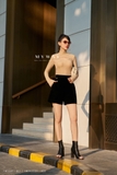 Quần short cạp cao phối cúc