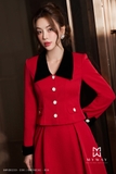 Áo vest croptop cổ cách điệu phối nhung