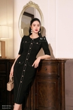 Đầm ôm tay lỡ phối cúc ngọc sang trọng