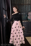 (6 màu) Chân váy xòe họa tiết polka dots sang trọng