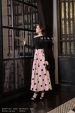(6 màu) Chân váy xòe họa tiết polka dots sang trọng