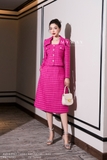 Áo vest dạ tweed cổ biến kiểu họa tiết kẻ ô