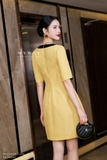 Đầm Dạ Tweed Cổ Tròn Dáng A Phối Cúc