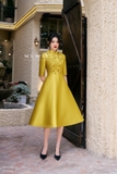 (2 màu) Đầm xòe cách điệu đính hoa tinh tế