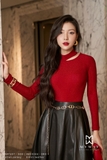 Chân váy xòe chất liệu da