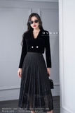 Chân váy xòe dập ly ren lưới